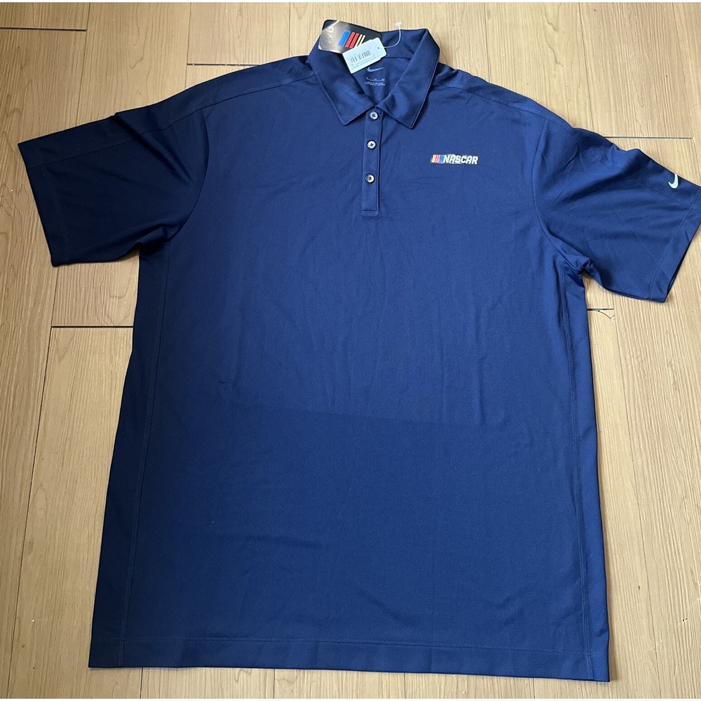 Nike Nascar Polo Golf men's Size XL Blue Short Sleeve Collared Embroidered Shirt